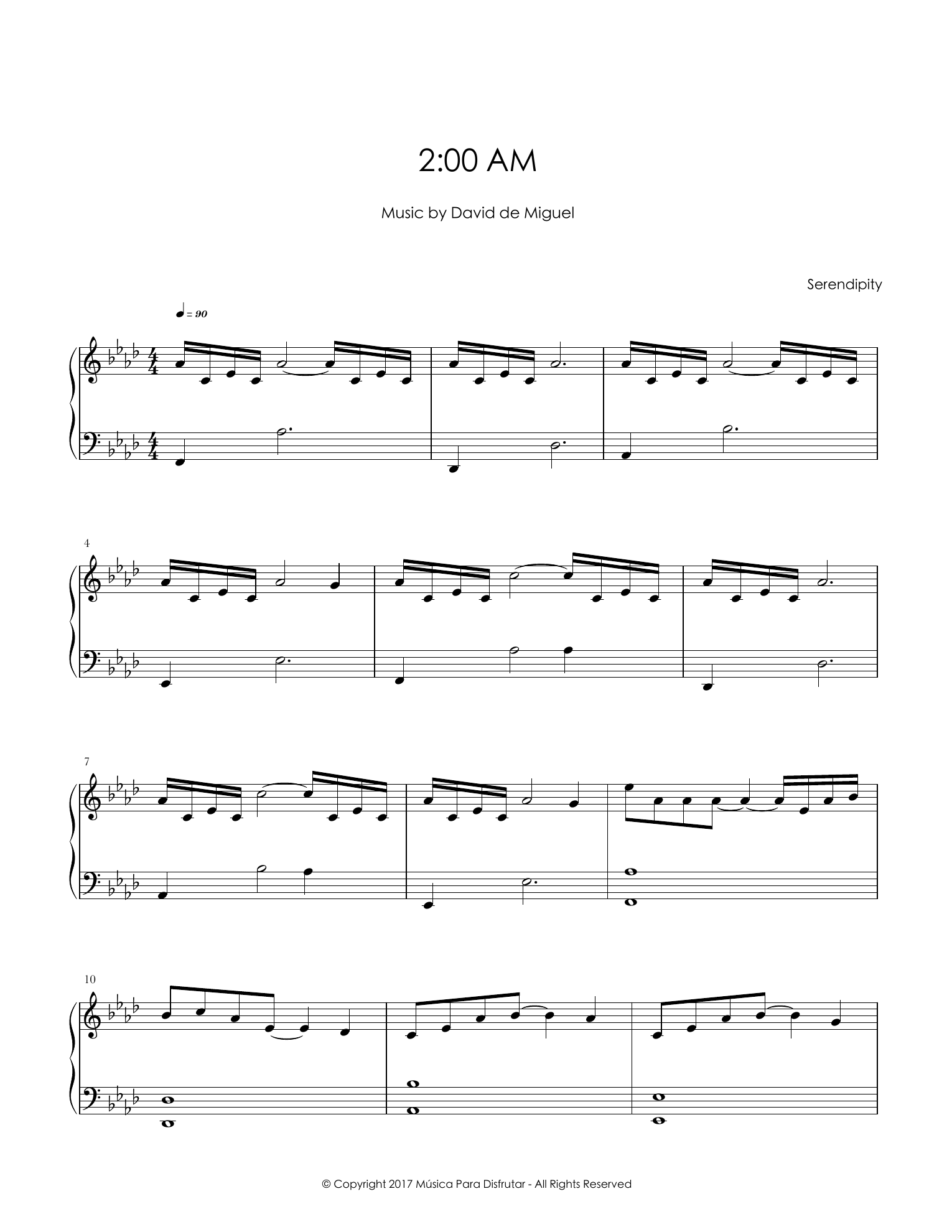First page of the score for 2.00 AM