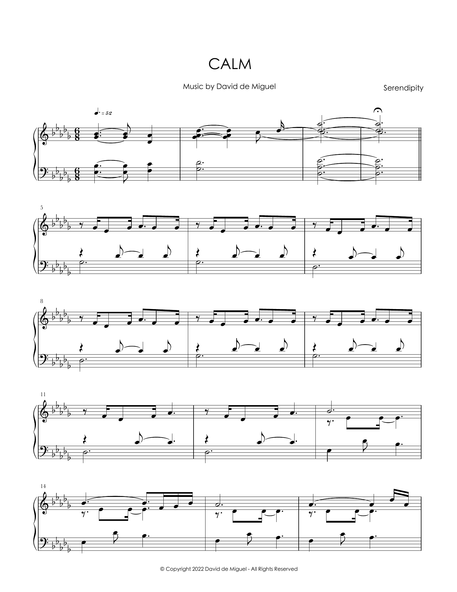Primera página de la partitura de Calm