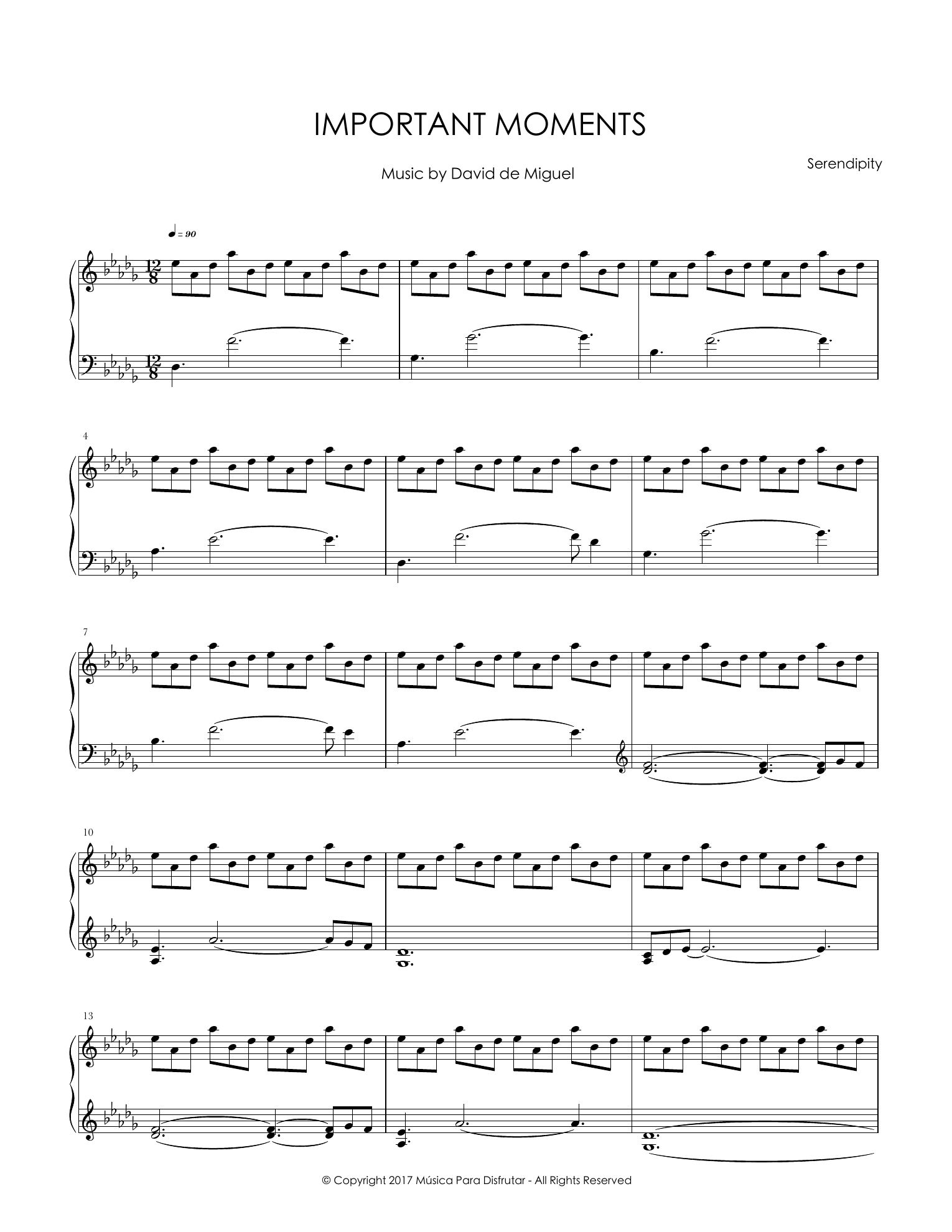 Primera página de la partitura de Important Moments