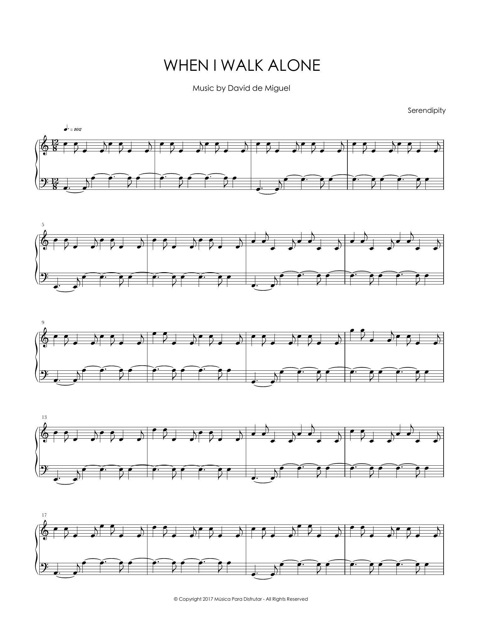 Erste Notenseite von When I Walk Alone