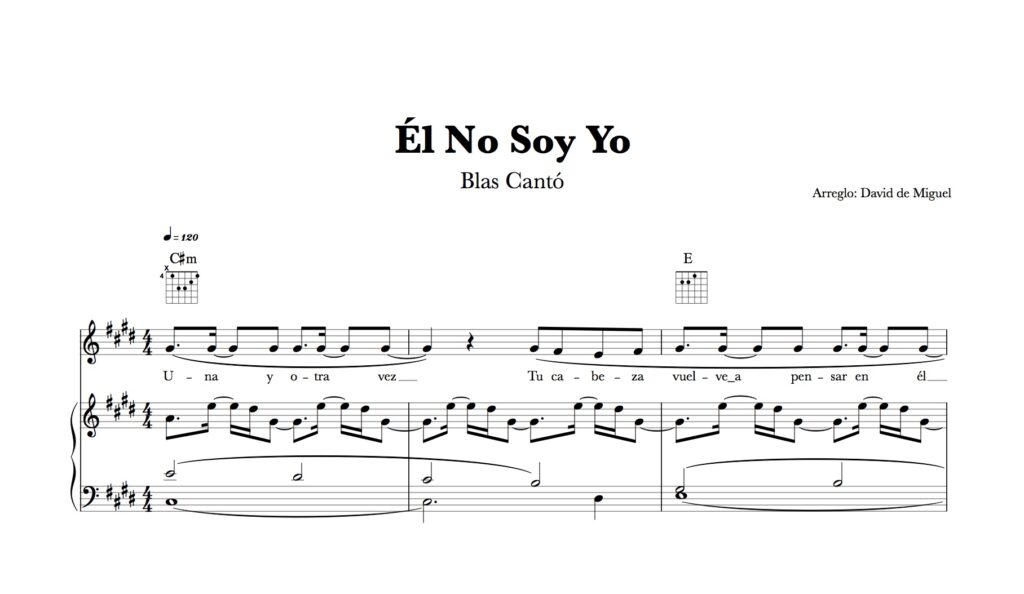 Pack de partituras gratis de Él no soy yo de Blas Cantó para varios instrumentos