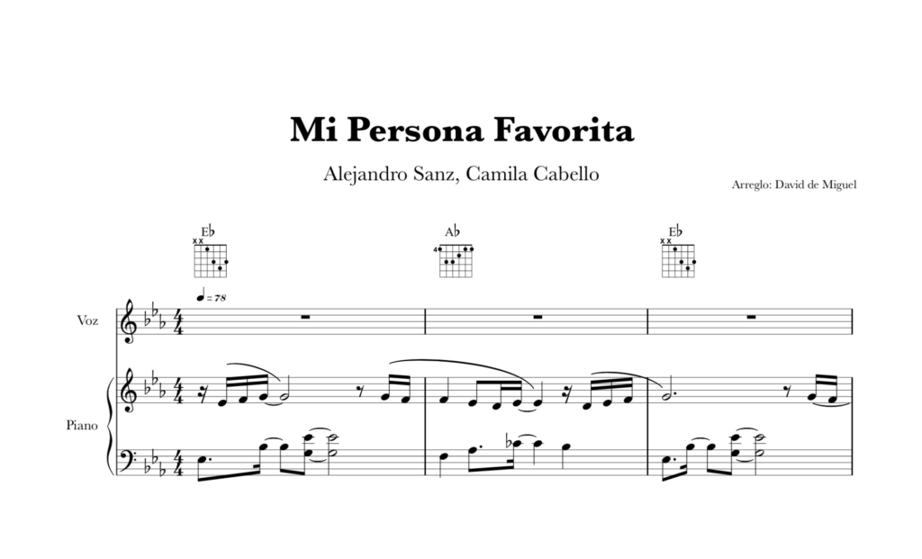 Pack de partituras gratis de Mi persona favorita de Alejandro Sanz para varios instrumentos