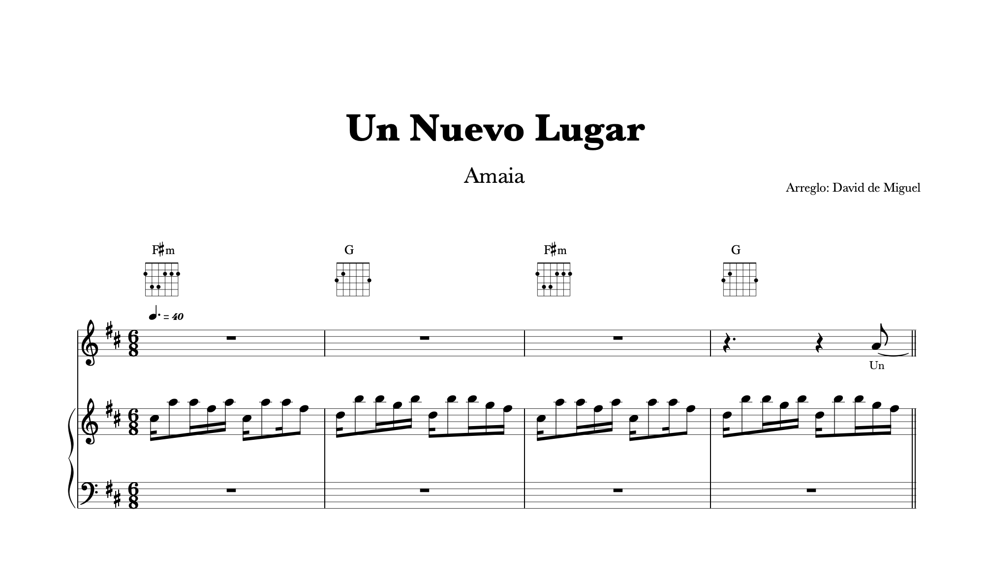 Pack de partituras gratis de Un nuevo lugar de Amaia Romero para varios instrumentos