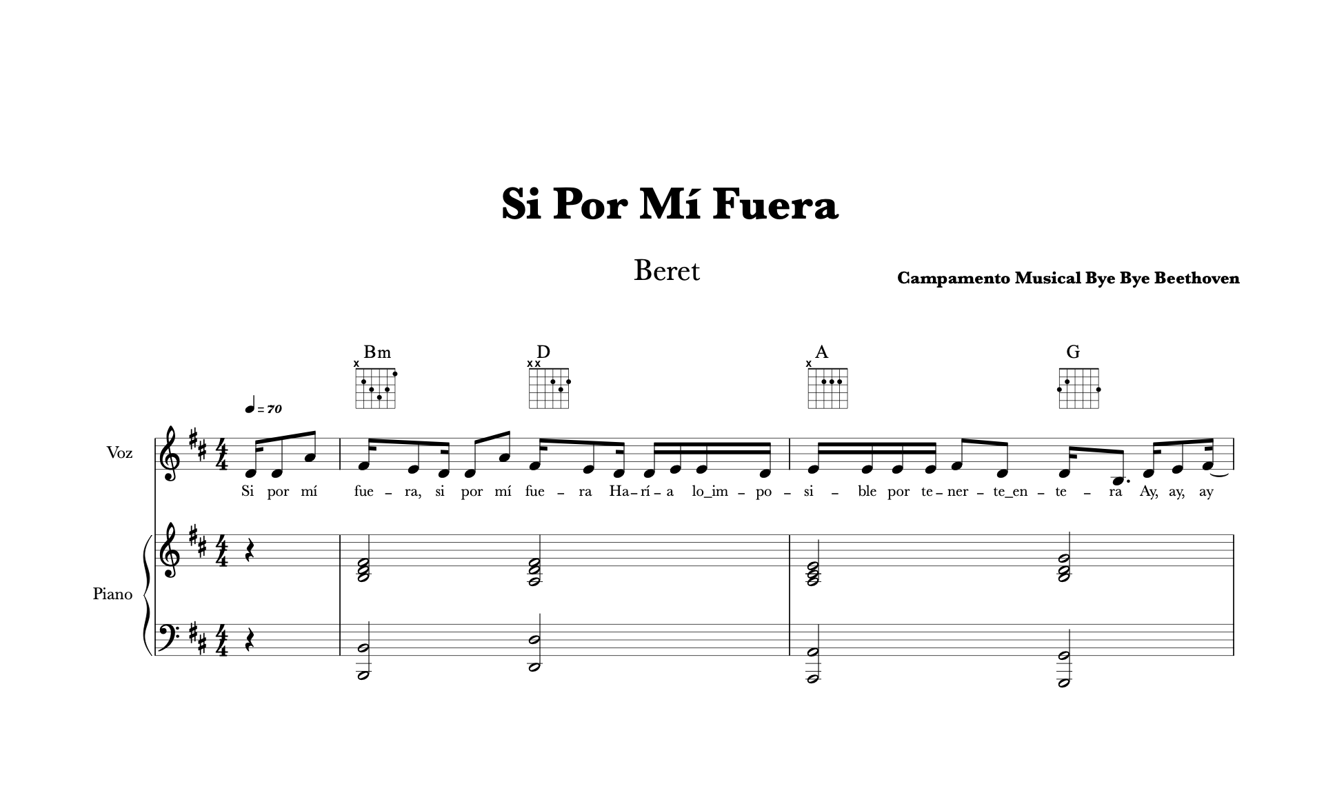 Pack de partituras gratis de Si por mí fuera de Beret para varios instrumentos