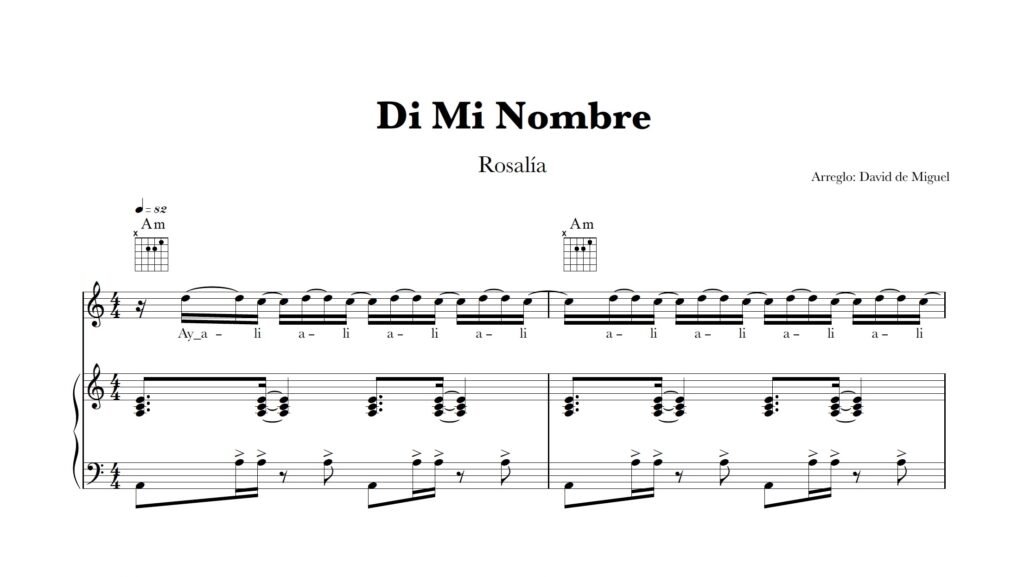 Pack de partituras gratis de Di mi nombre de Rosalía para varios instrumentos