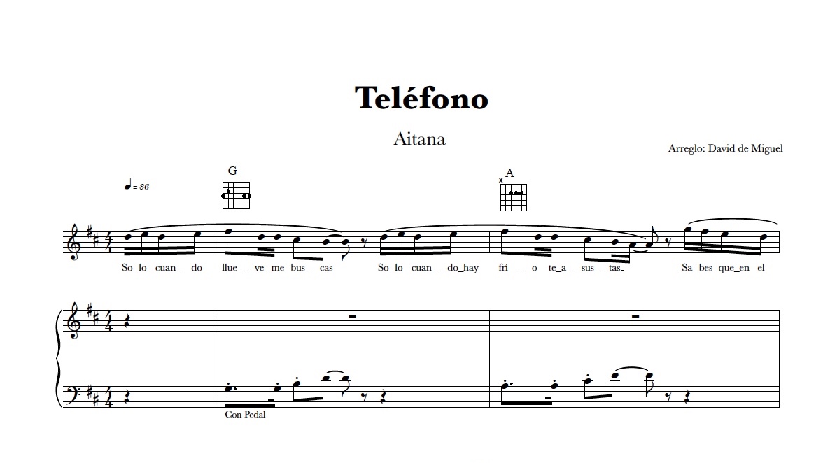 Pack de partituras gratis de Teléfono de Aitana para varios instrumentos