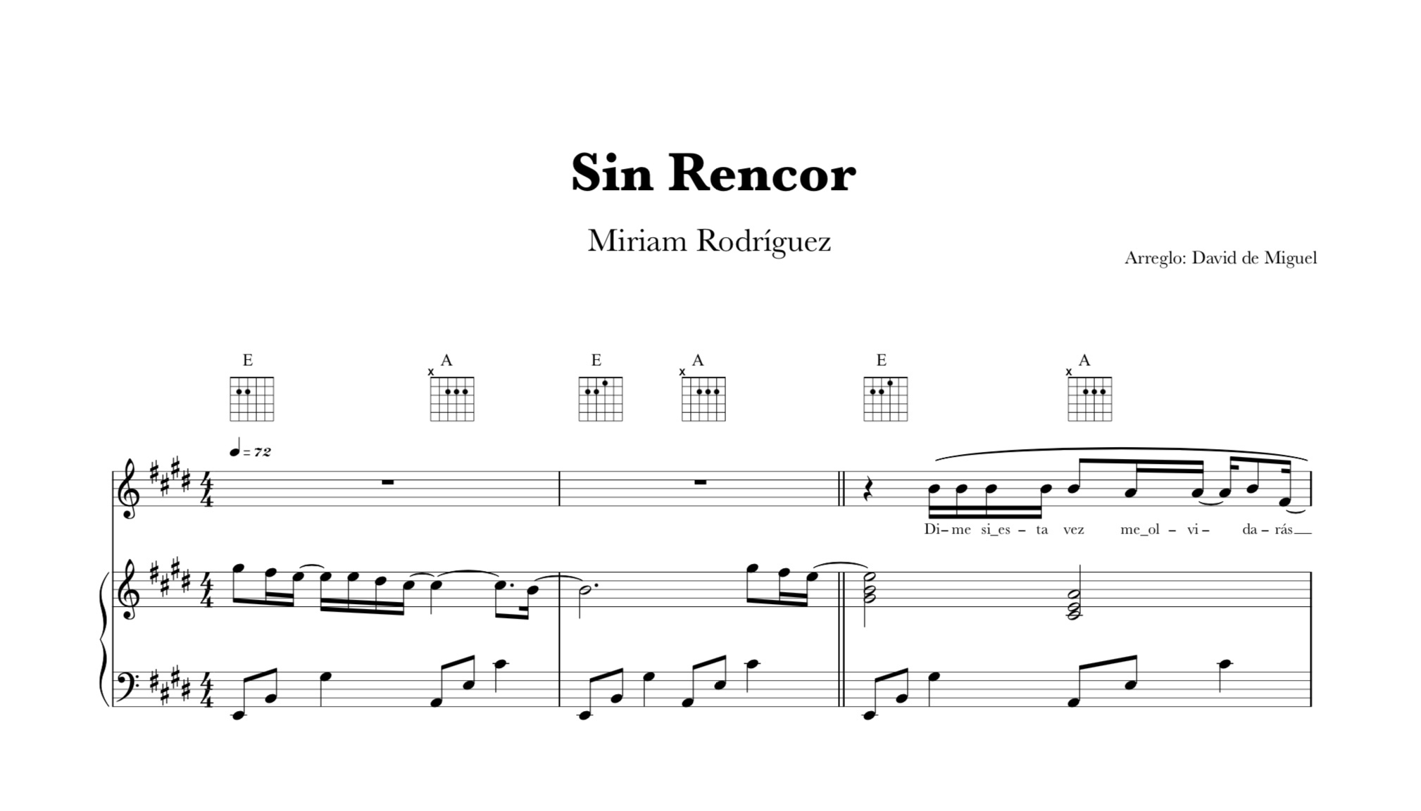 Pack de partituras gratis de Sin Rencor de Miriam Rodríguez para varios instrumentos