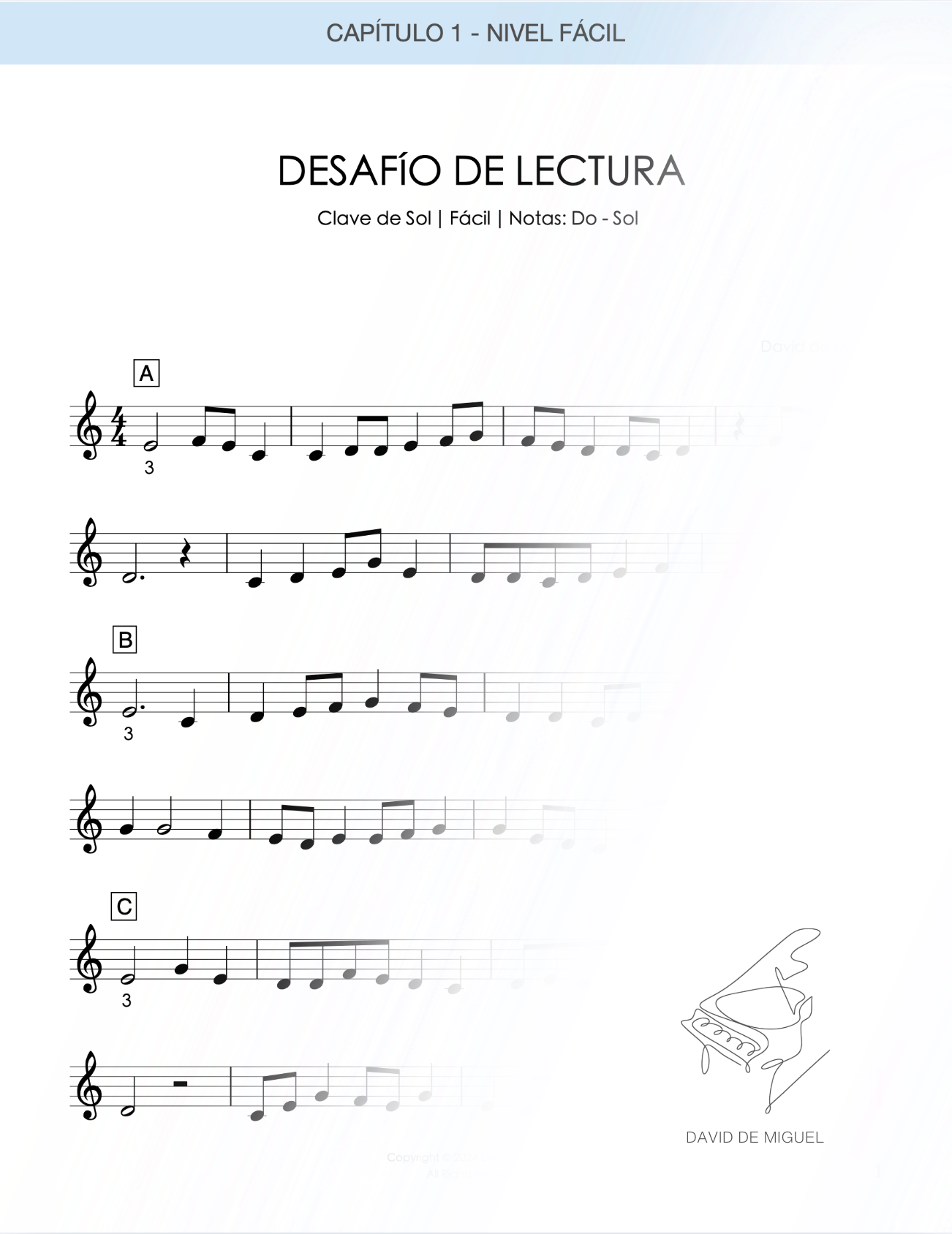 Libro Desafío de lectura para pianistas Volumen 2 de David de Miguel