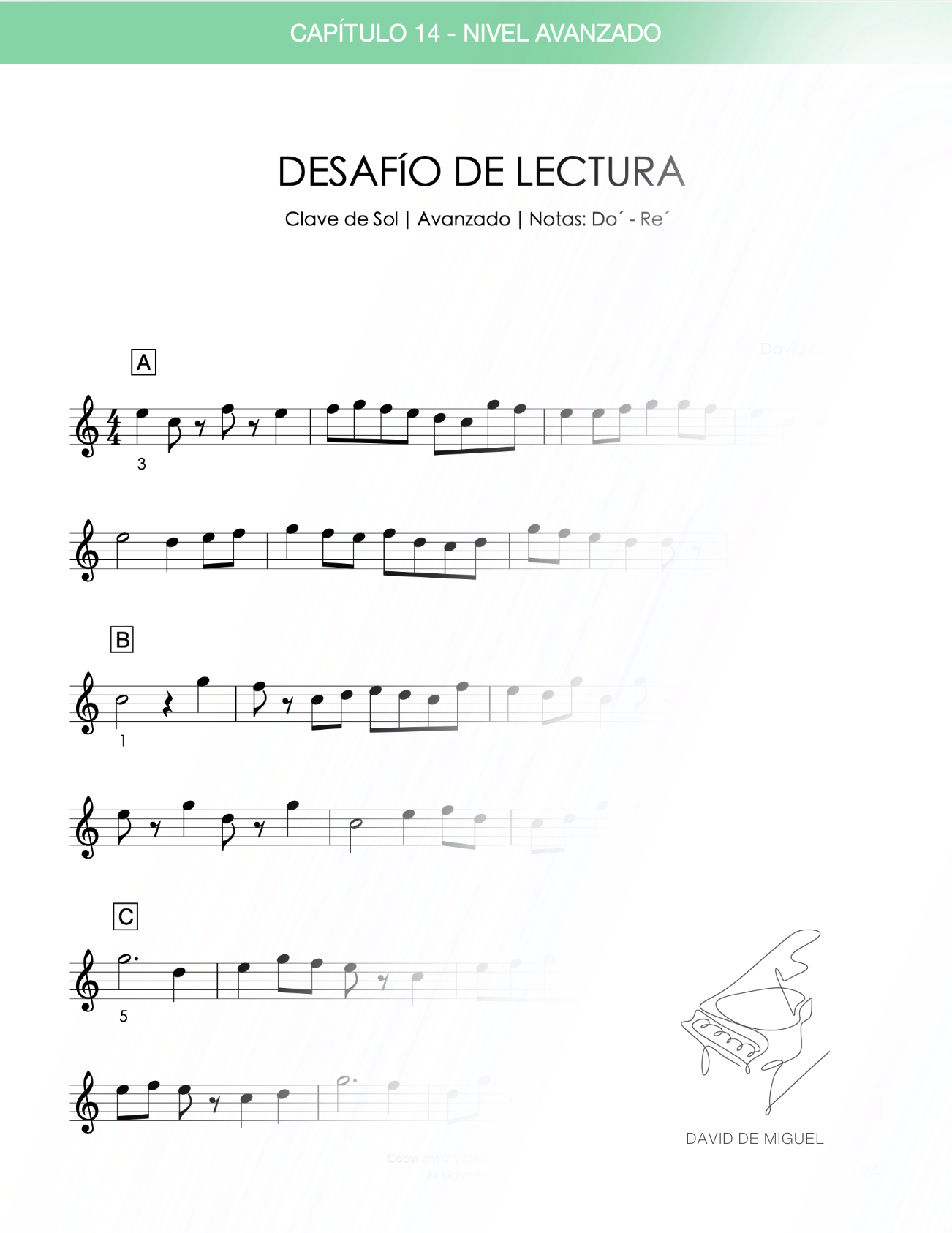 Libro Desafío de lectura para pianistas Volumen 2 de David de Miguel