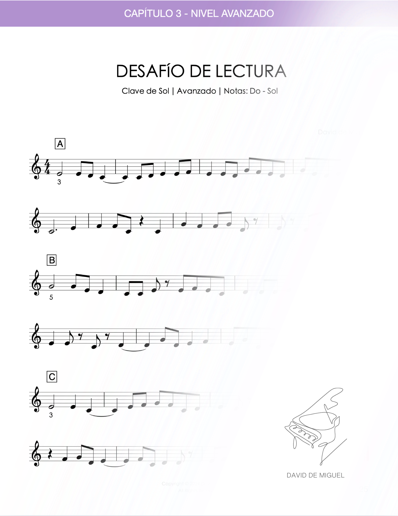 Libro Desafío de lectura para pianistas Volumen 2 de David de Miguel