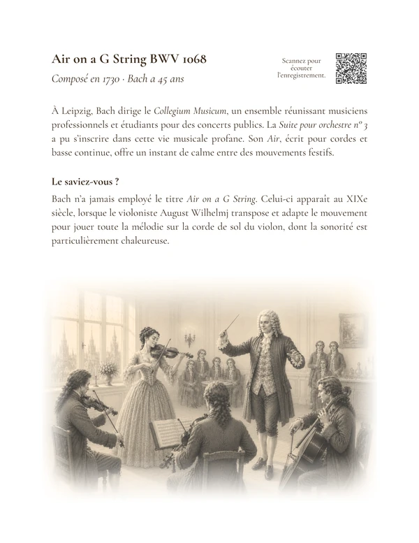 Air on a G String – BWV 1068 — présentation illustrée en français